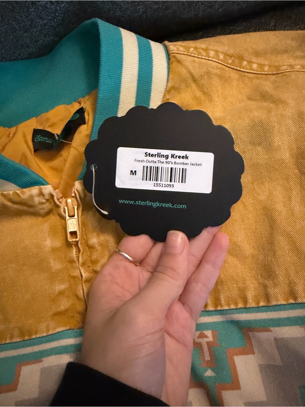 Adult Yellow Aztec-Trim Bomber Jacket - Picture 2 of 4